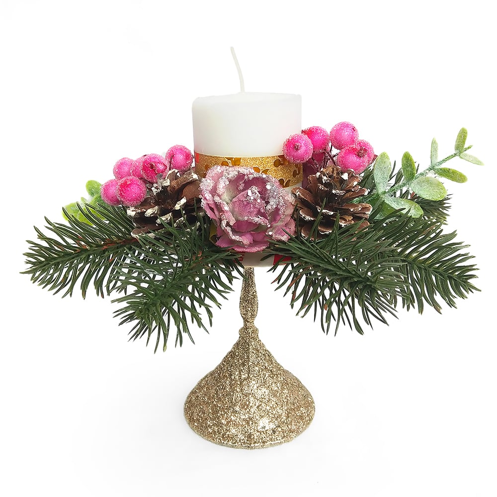 Святковий декор свічник зі свічкою