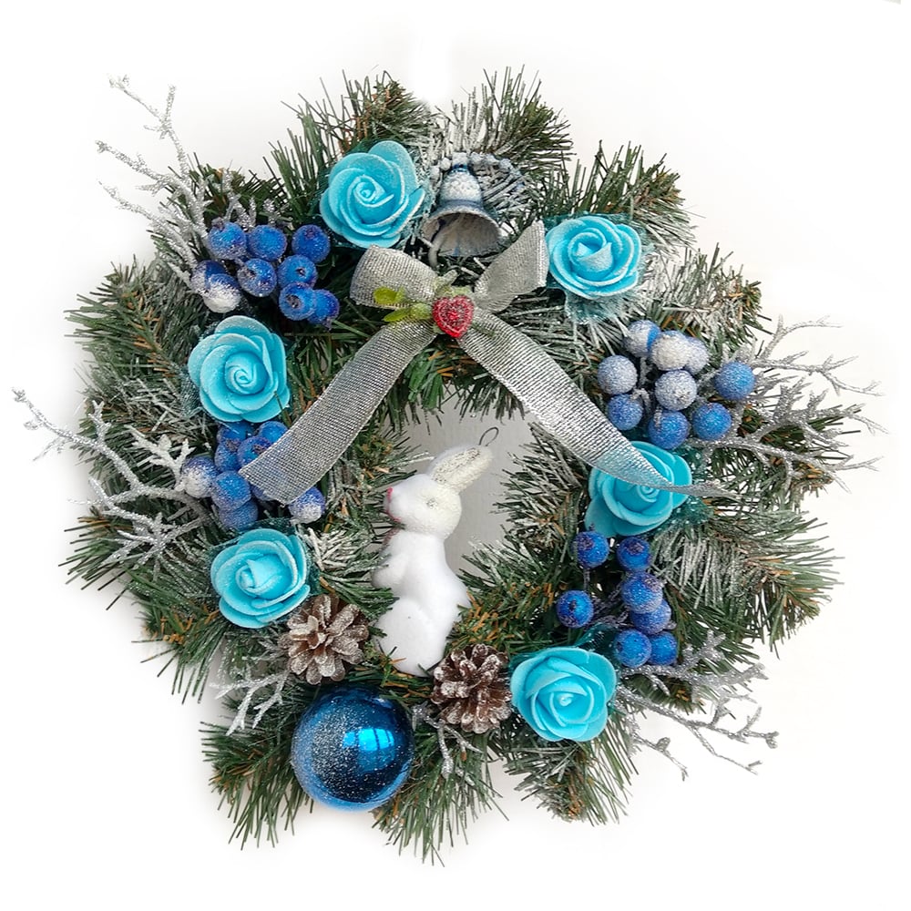 Різдвяний вінок №6 «Зимовий зайчик»